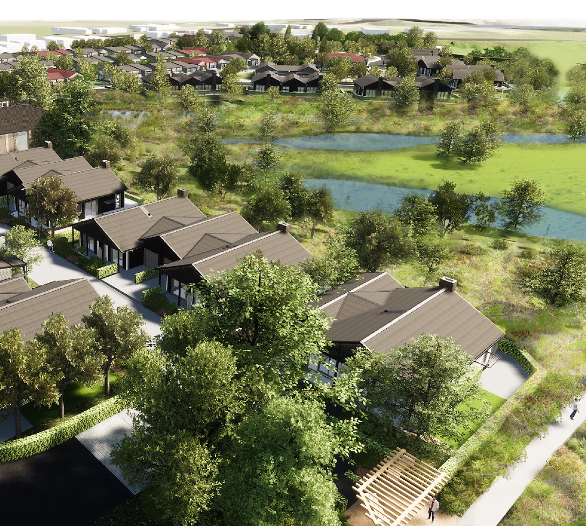 An artist's impression of Ōtau Ridge, the first retirement village in Aotearoa to be registered under Green Star Communities.