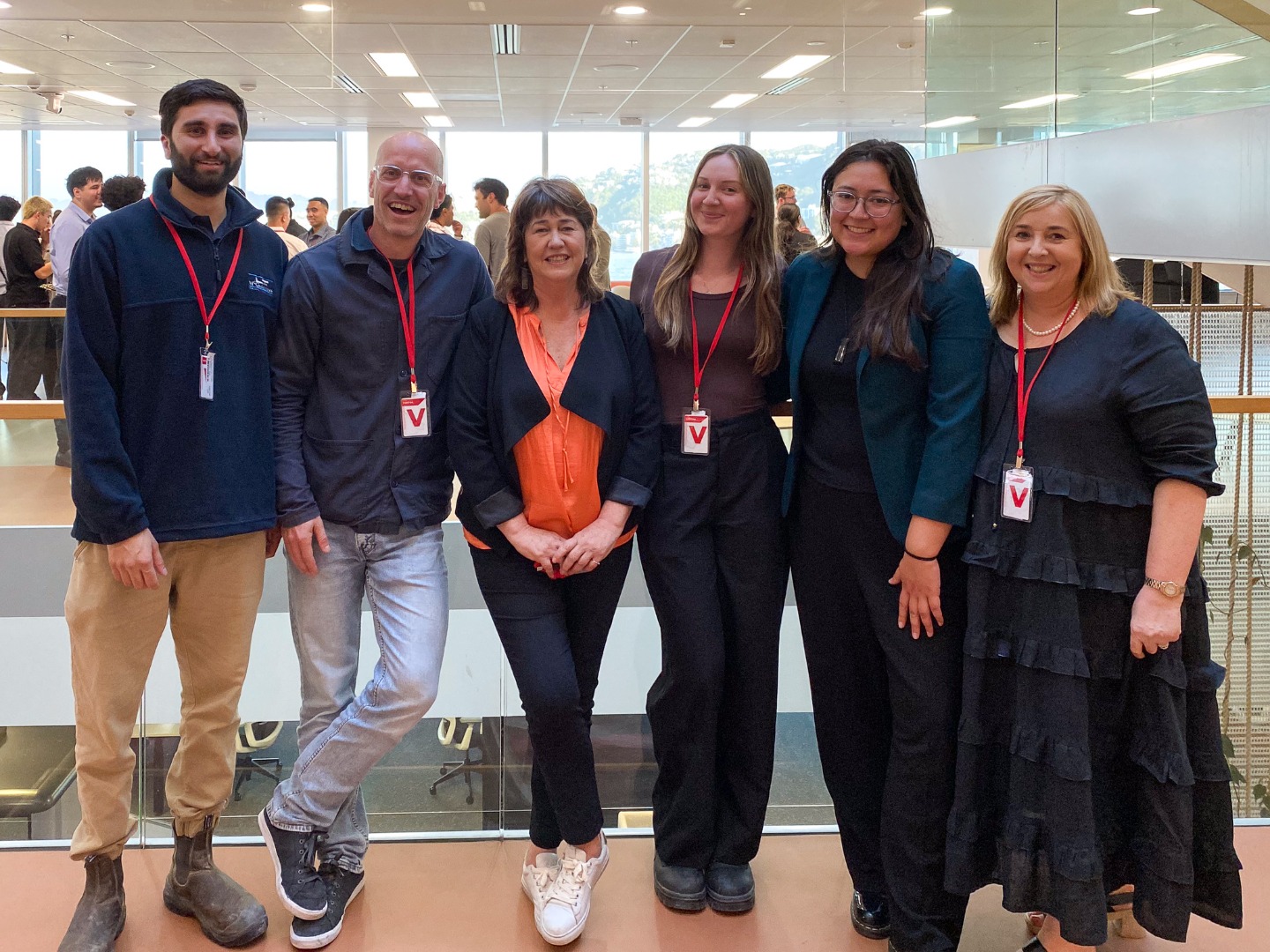 Left to right: Jay Reihana-Patel (LT McGuinness), James Wallace (Studio Pacific Architecture), Marianne Brooking (LT McGuinness), Eliana Brooking, Victoria Maiava (TupuToa), Paula MacDonald (Studio Pacific Architecture).